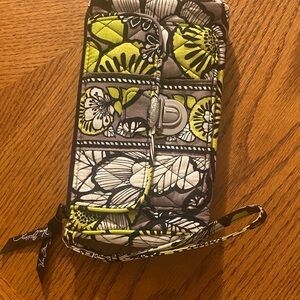 Vera Bradley Green and Gray Floral Wristlet